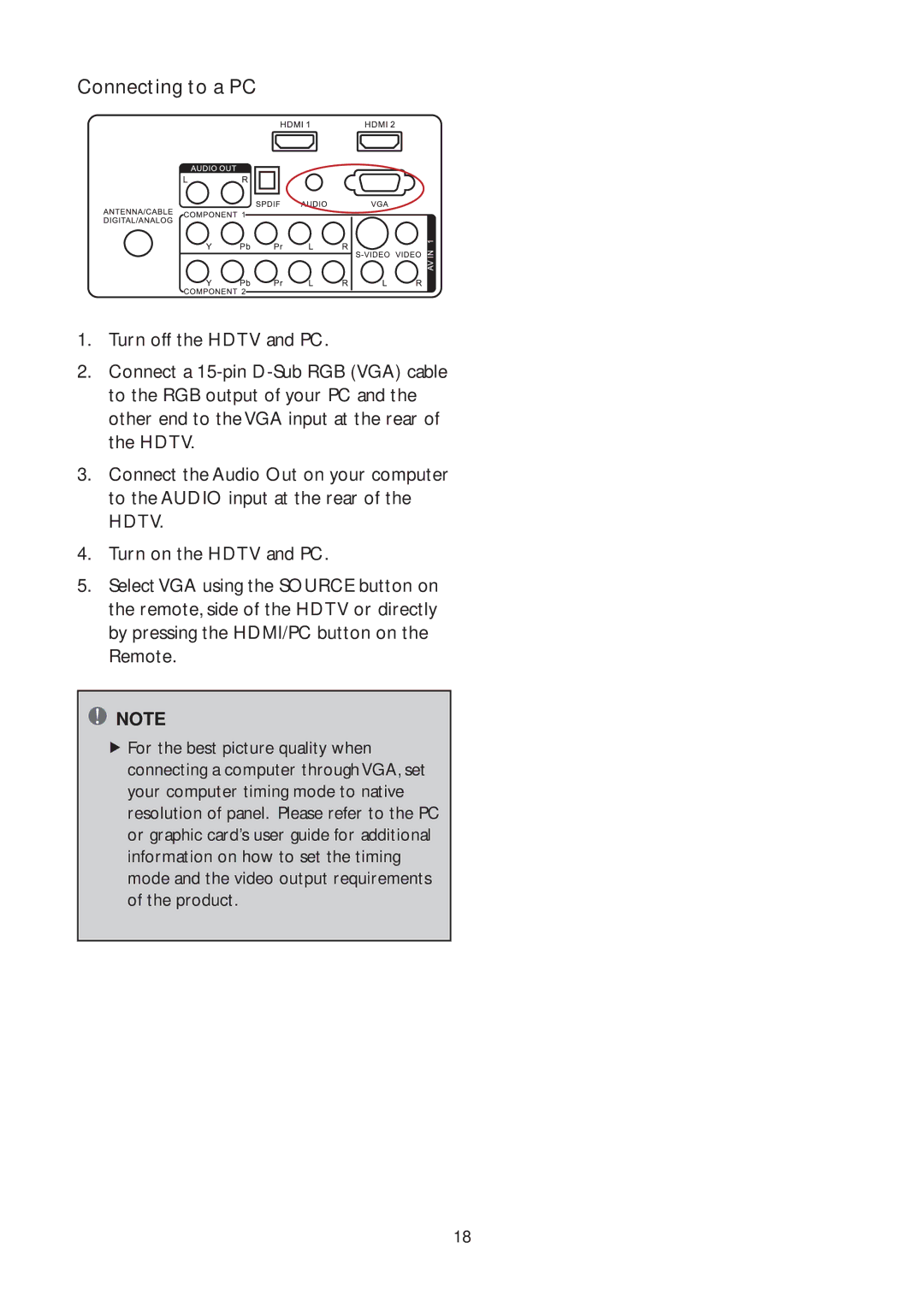 AOC L32W961 manual Connecting to a PC 