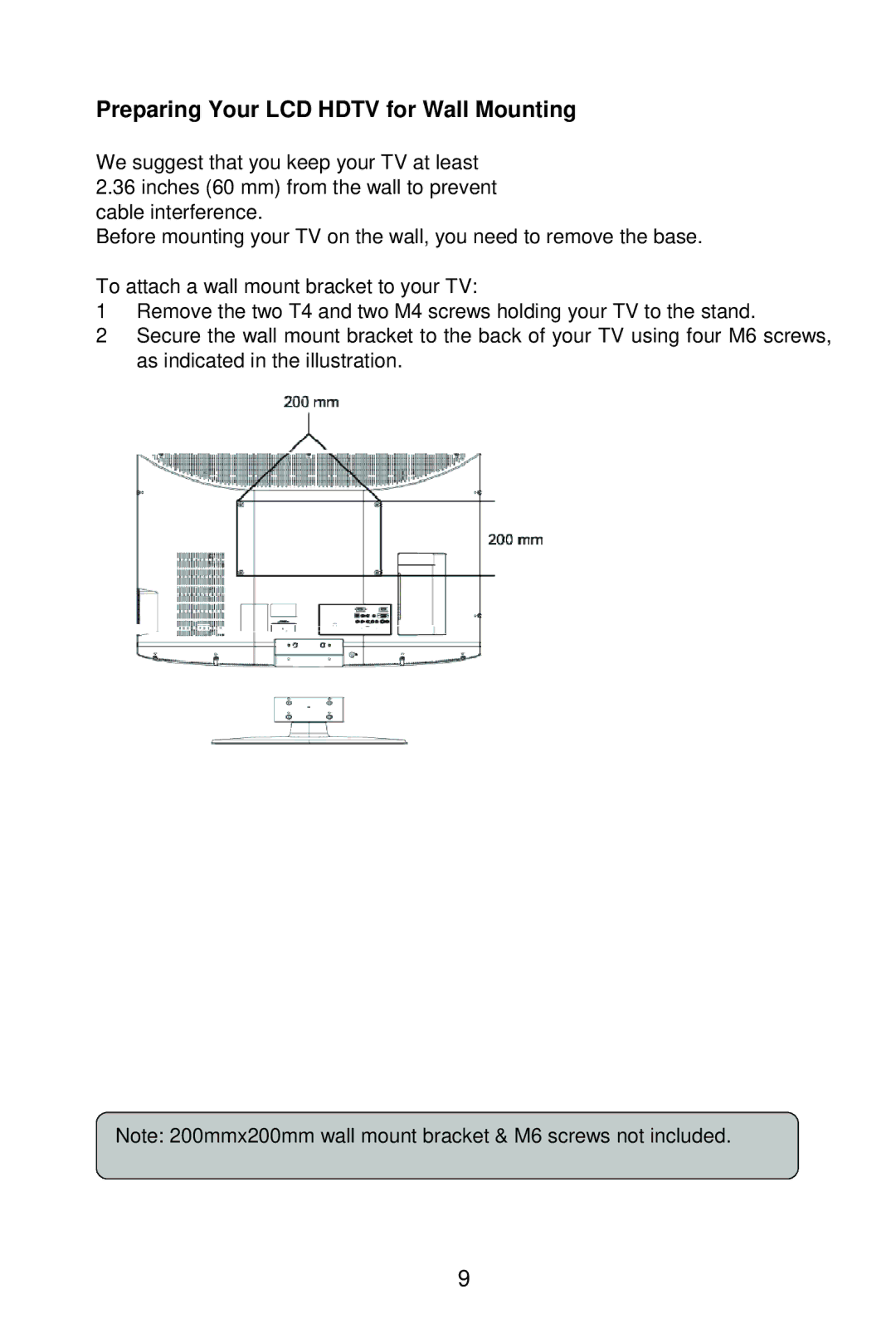 AOC L37W861 manual Preparing Your LCD Hdtv for Wall Mounting 