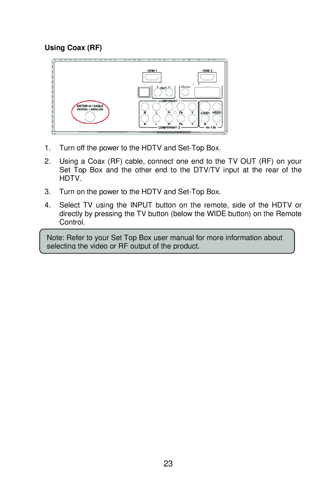 AOC L37W861 manual Using Coax RF 