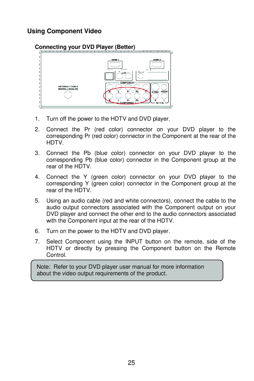 AOC L37W861 manual Using Component Video, Connecting your DVD Player Better 