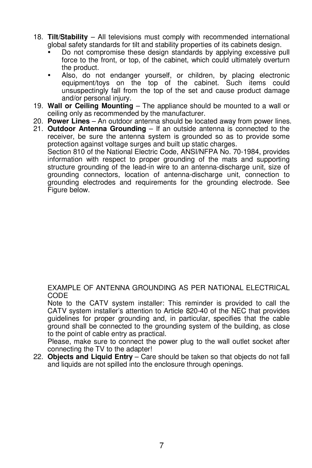 AOC L37W861 manual Example of Antenna Grounding AS PER National Electrical Code 