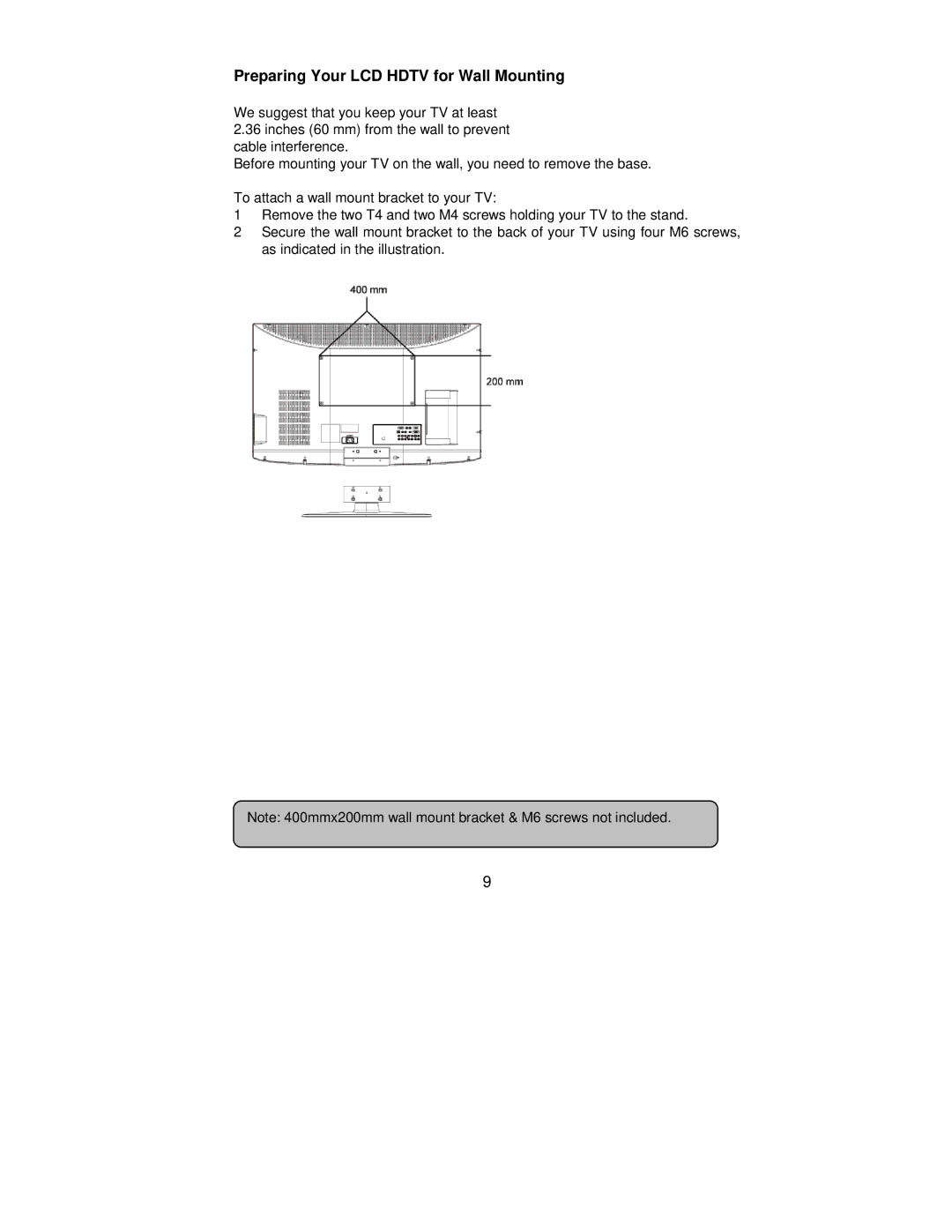 AOC L42H861 manual Preparing Your LCD Hdtv for Wall Mounting 