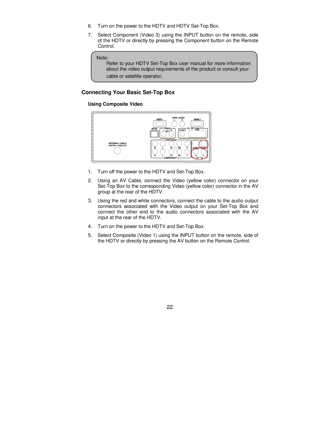 AOC L42H861 manual Connecting Your Basic Set-Top Box, Using Composite Video 