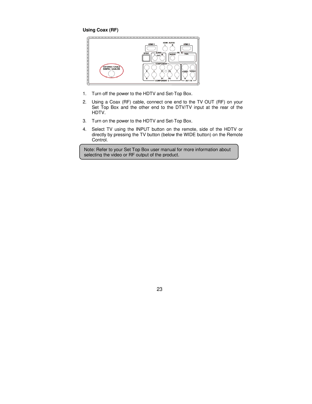 AOC L42H861 manual Using Coax RF 