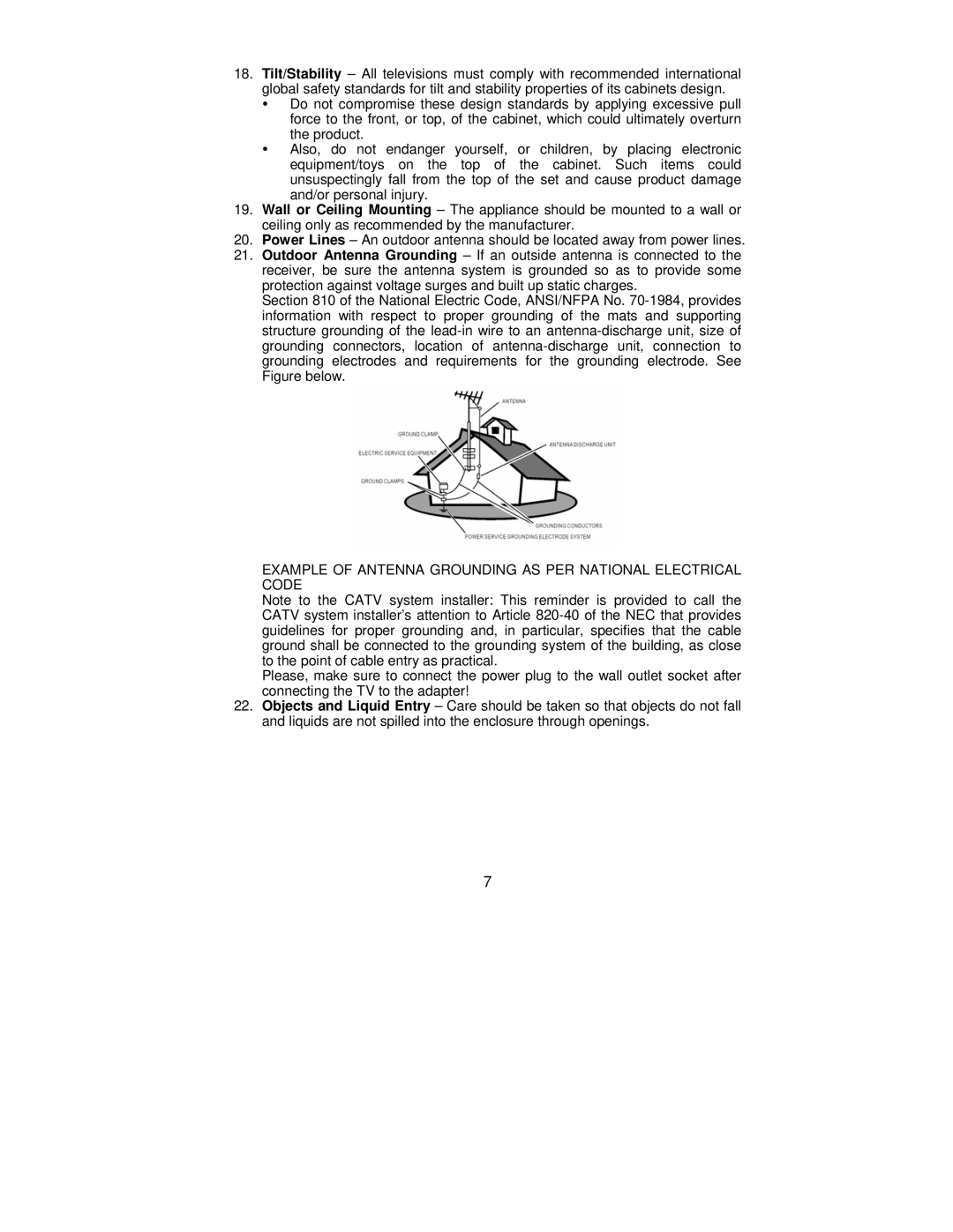 AOC L42H861 manual Example of Antenna Grounding AS PER National Electrical Code 