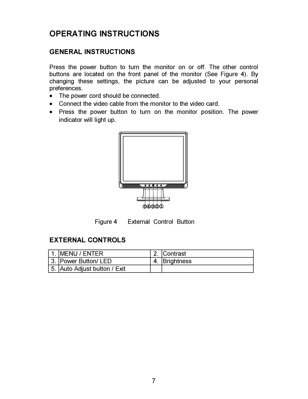 AOC LM560/s manual General Instructions, External Controls, Menu / Enter 