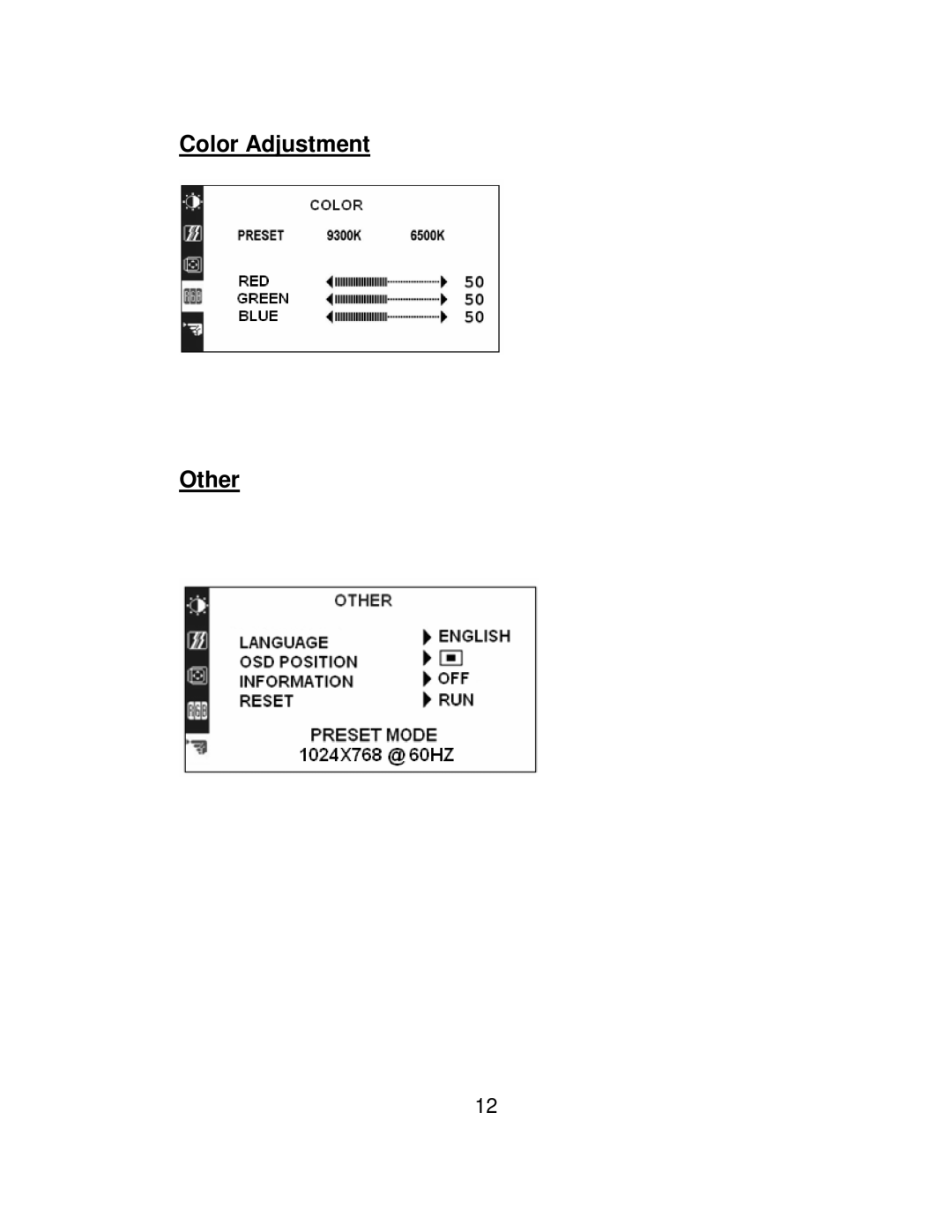 AOC LM740 user manual Color Adjustment Other 