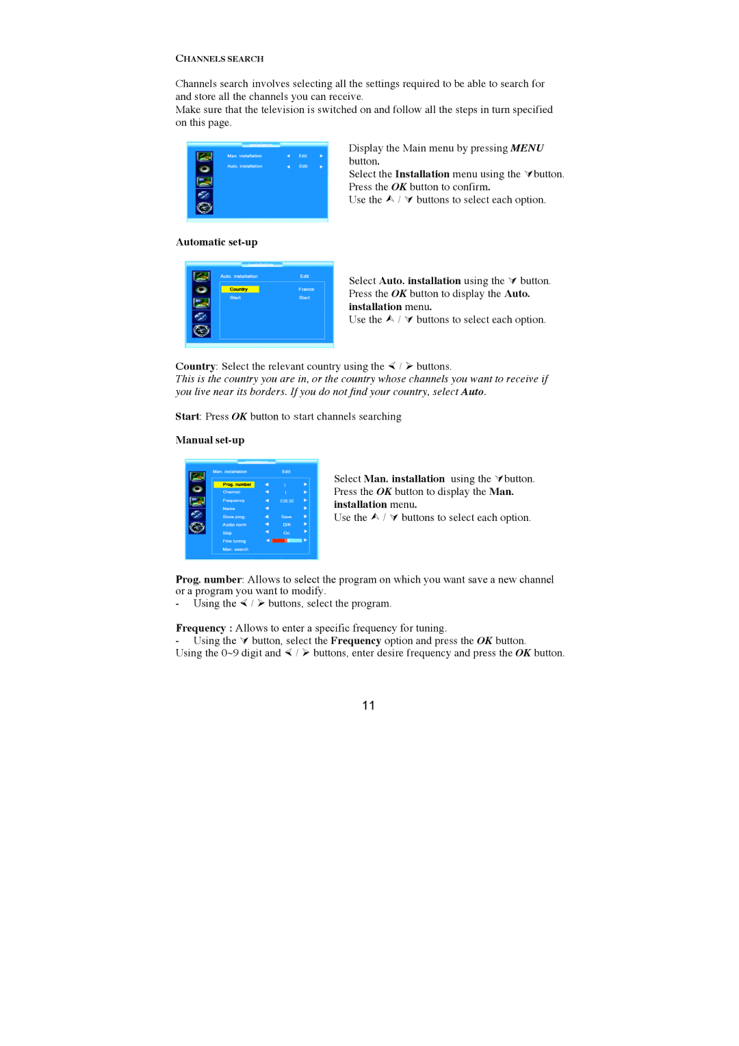 AOC N32W551T, N27W551T user manual Automatic set-up, Manual set-up 