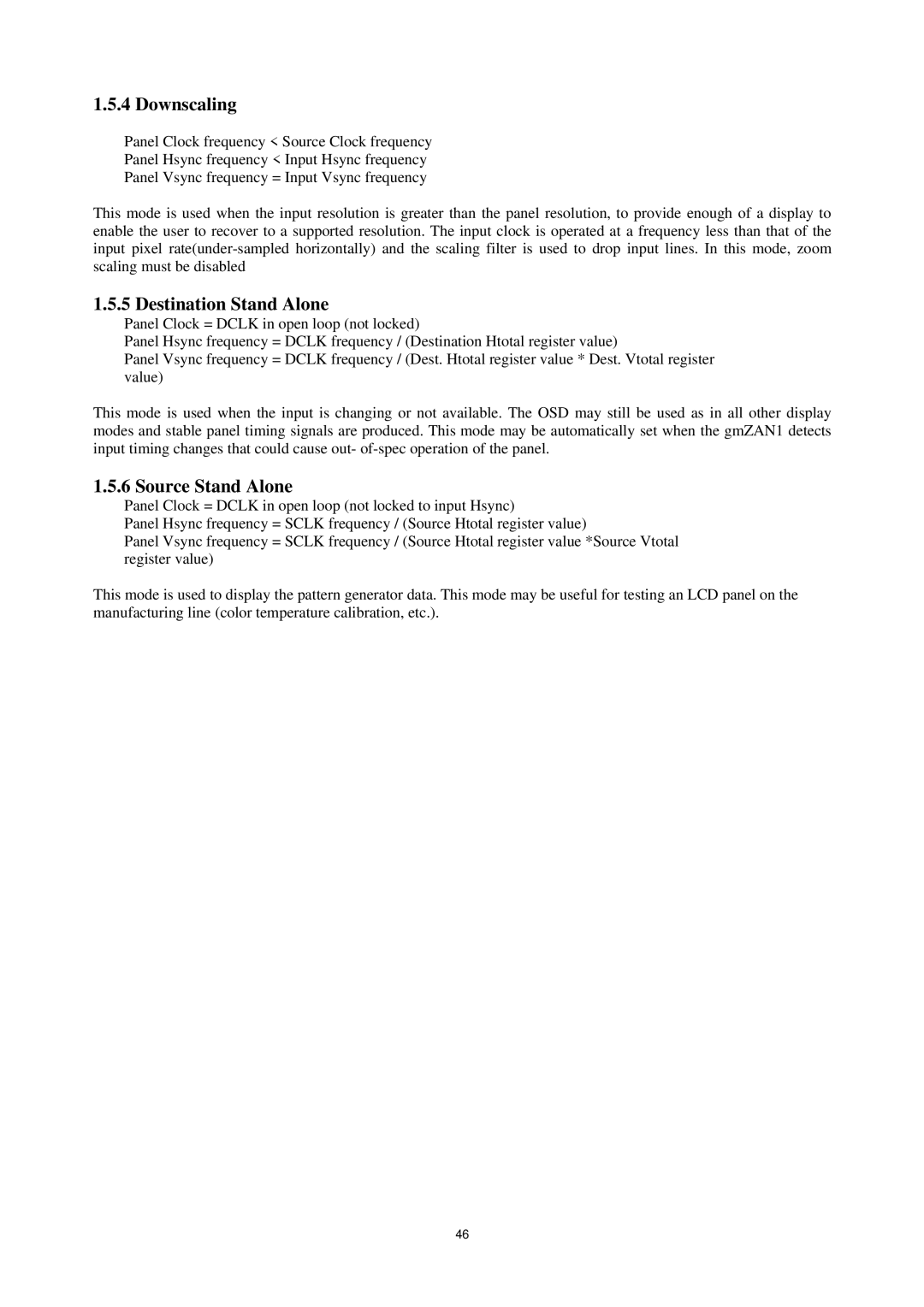 AOC P/N : 41A50-144 service manual Downscaling, Destination Stand Alone, Source Stand Alone 