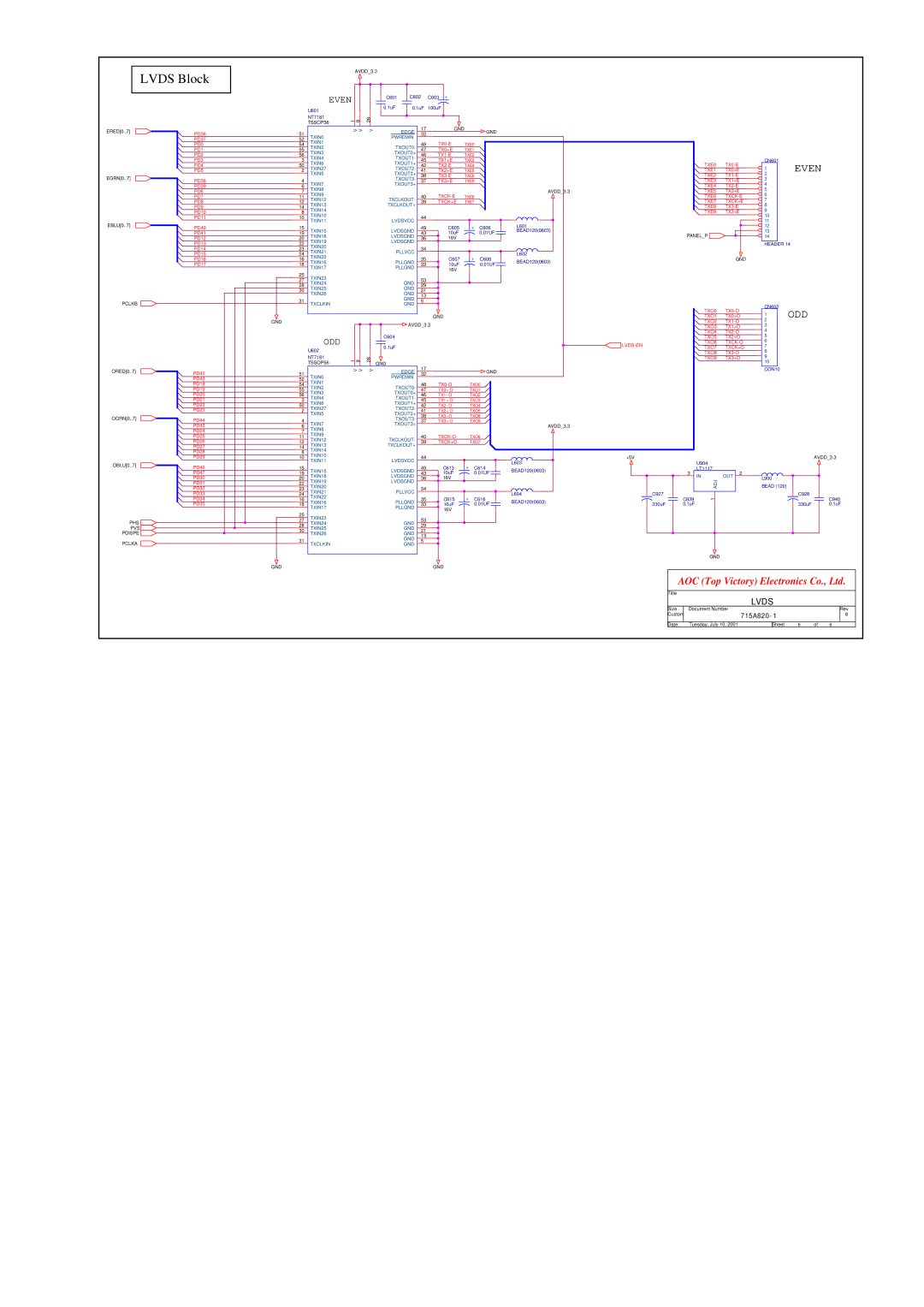 AOC P/N : 41A50-144 service manual Lvds Block 