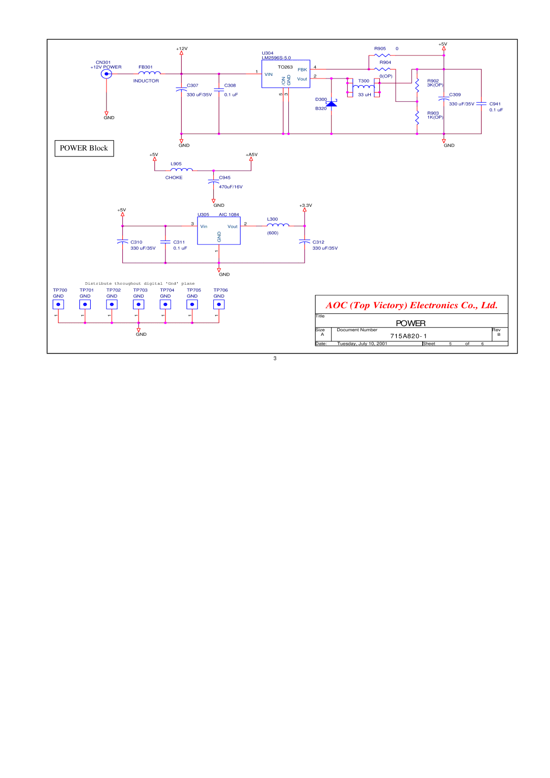 AOC P/N : 41A50-144 service manual Power Block 