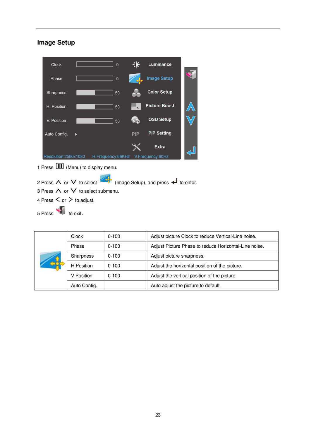 AOC Q2963Pm user manual Image Setup 