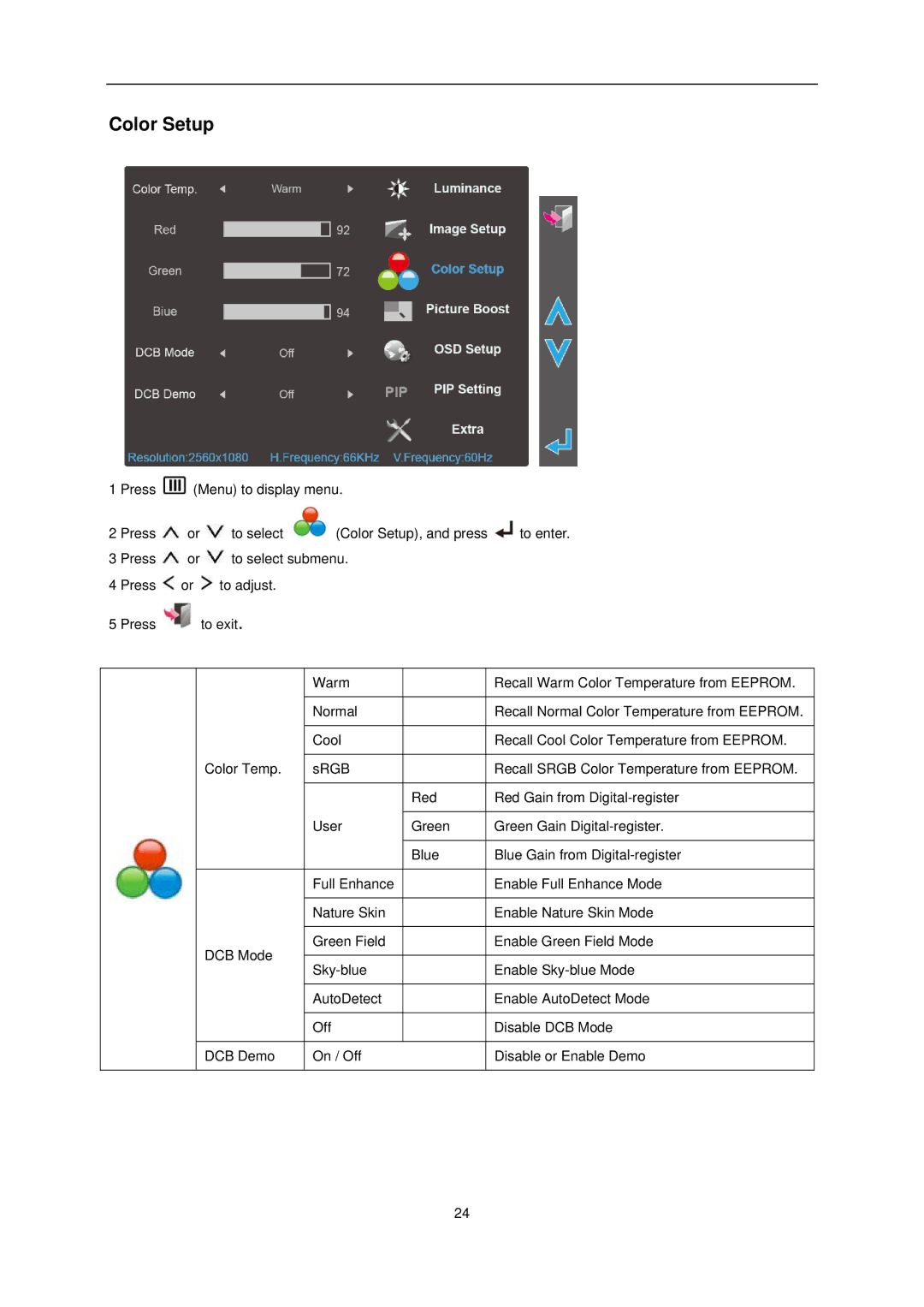 AOC Q2963Pm user manual Color Setup 