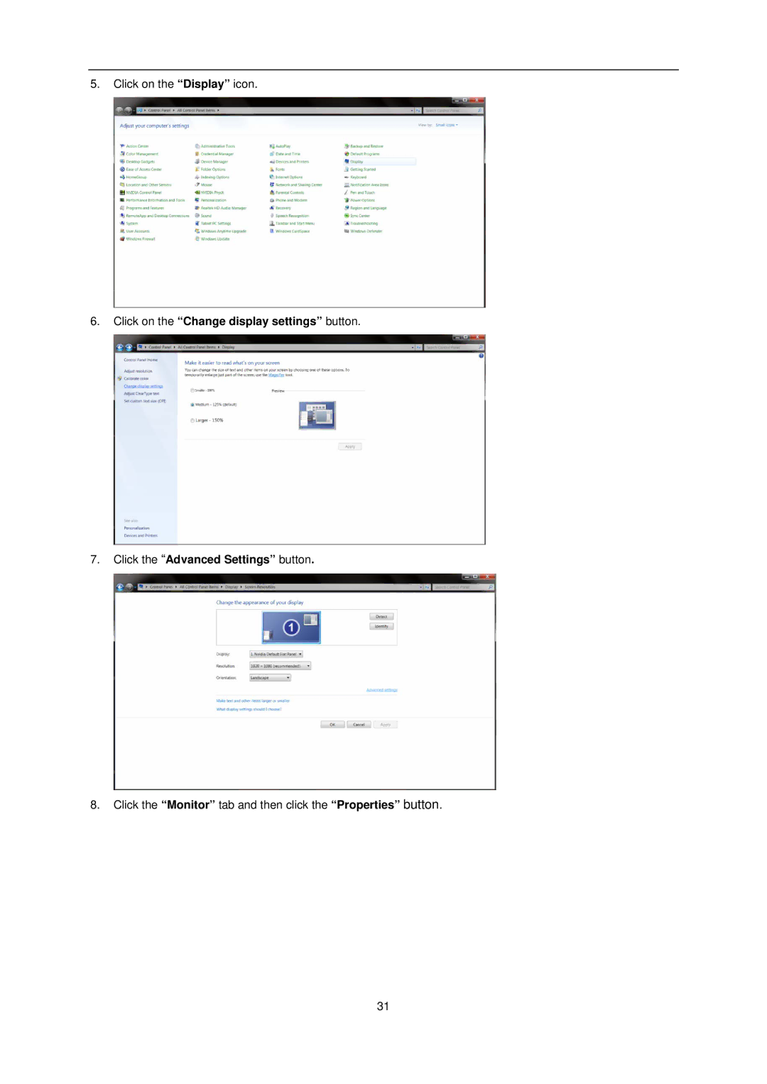 AOC Q2963Pm user manual Click on the Display icon 