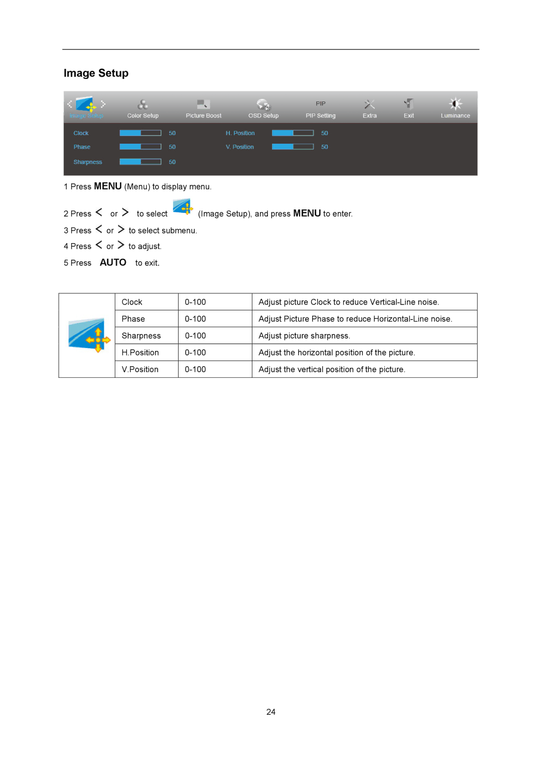 AOC U2868PQU user manual Image Setup 