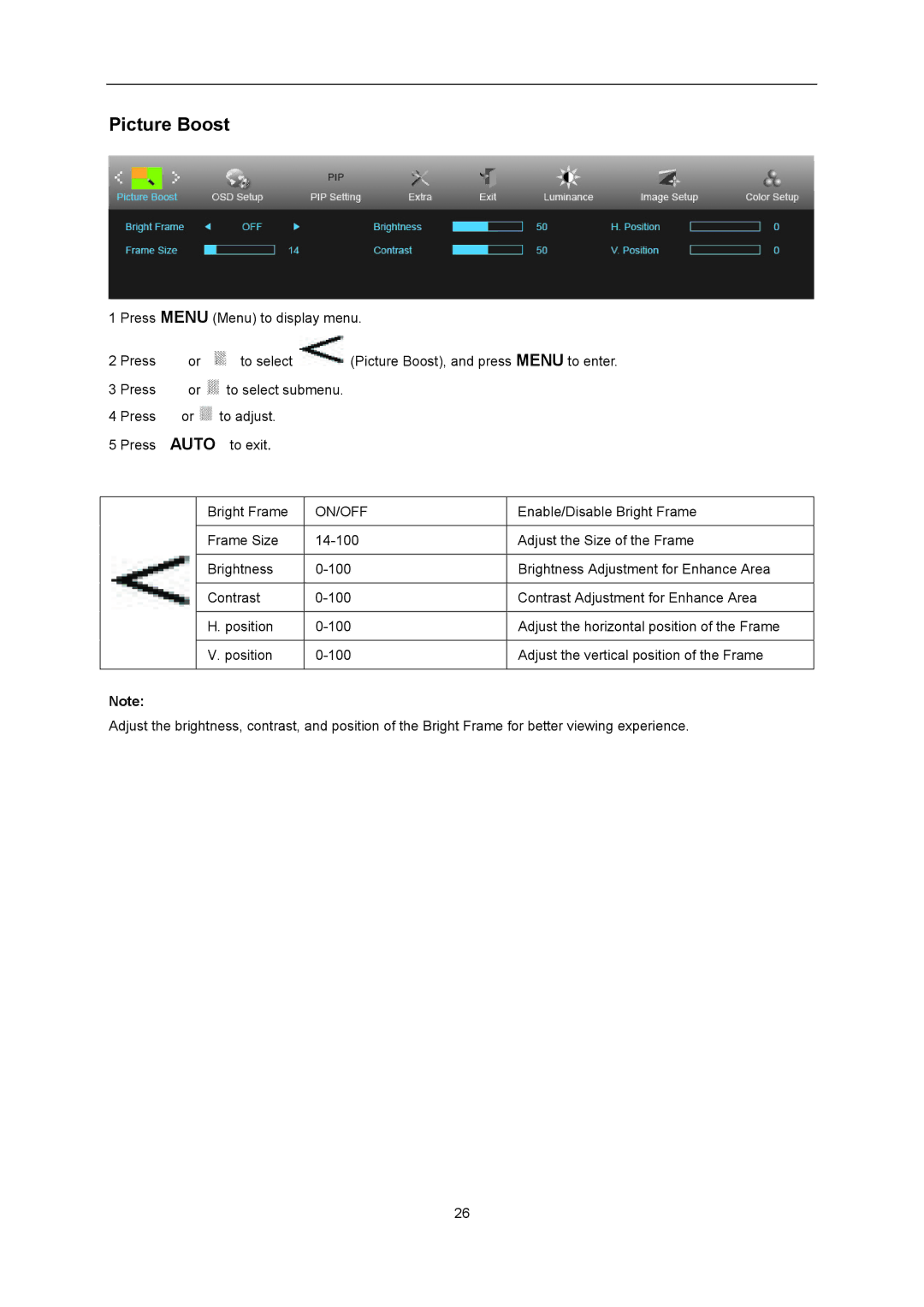 AOC U2868PQU user manual Picture Boost 