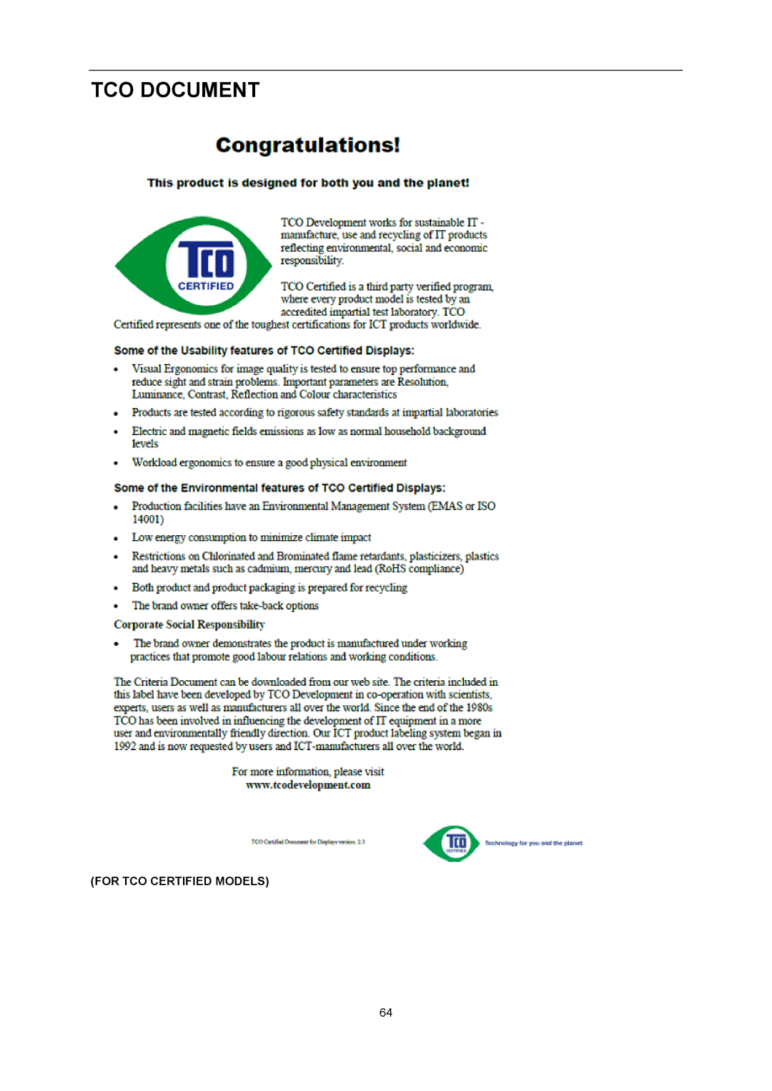 AOC U2868PQU user manual TCO Document 