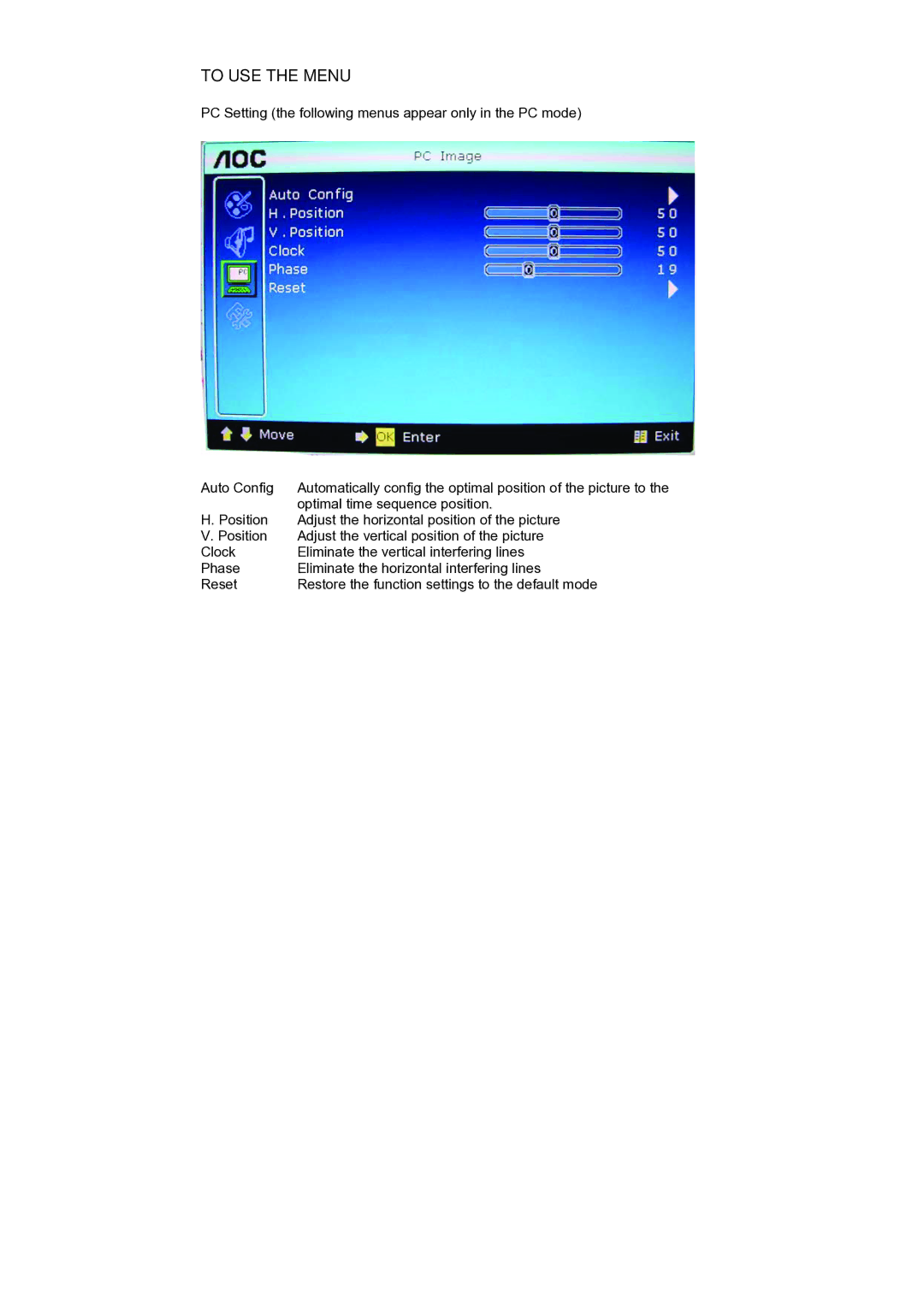 AOC V22t, V24t user manual Optimal time sequence position 