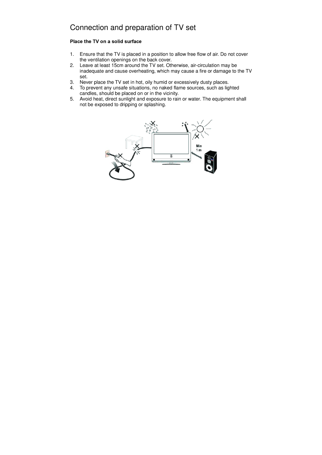 AOC V22t, V24t user manual Place the TV on a solid surface 