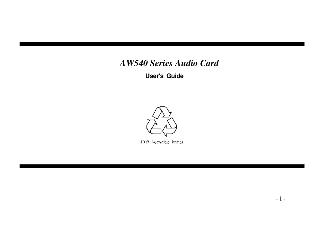 AOpen manual AW540 Series Audio Card, Users Guide 