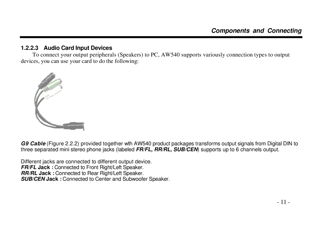 AOpen AW540 Series manual Audio Card Input Devices 