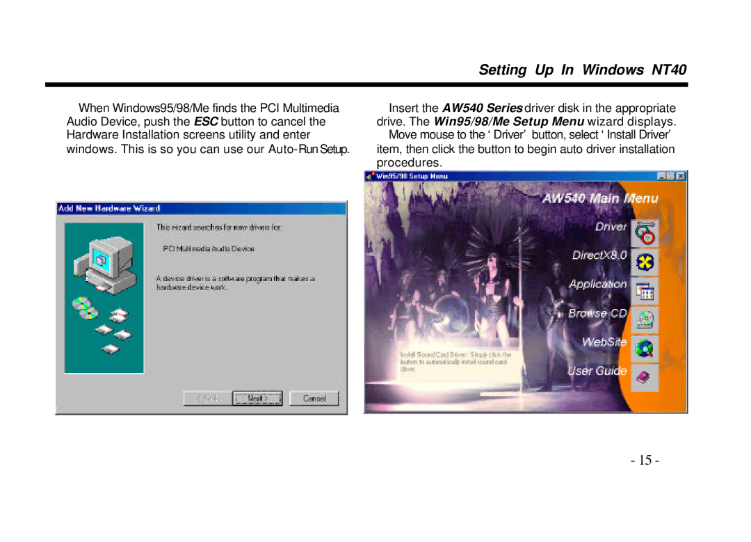 AOpen AW540 Series manual Setting Up In Windows NT40 