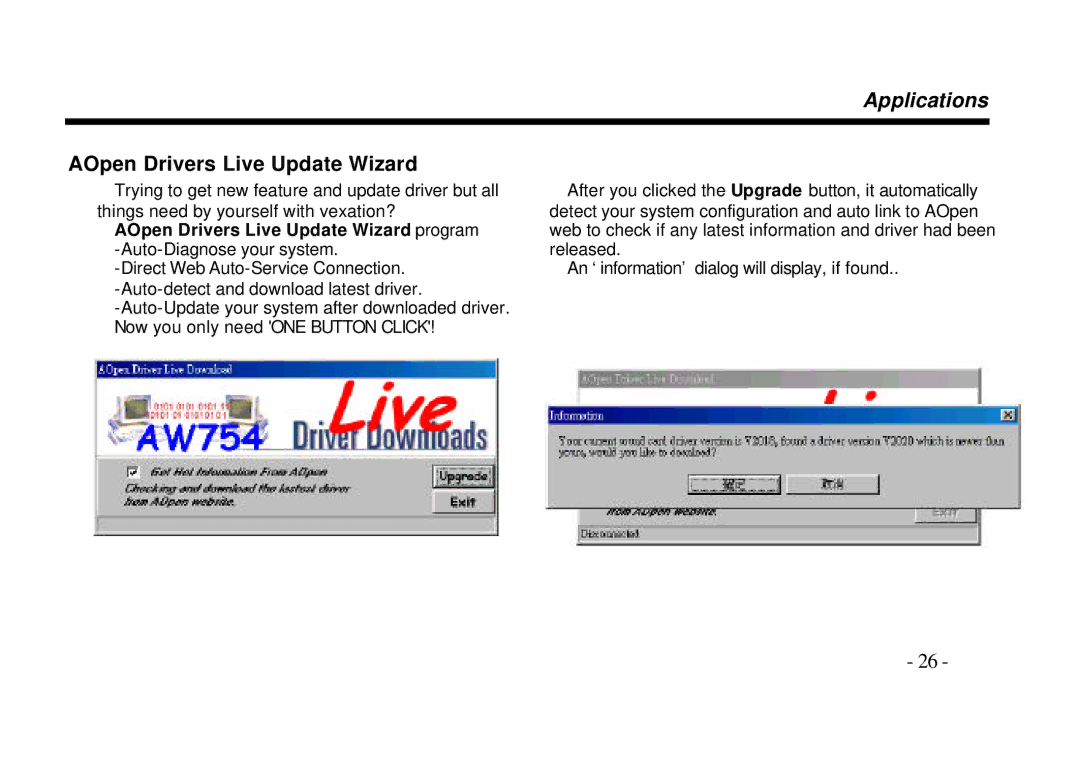 AOpen AW540 Series manual AOpen Drivers Live Update Wizard 