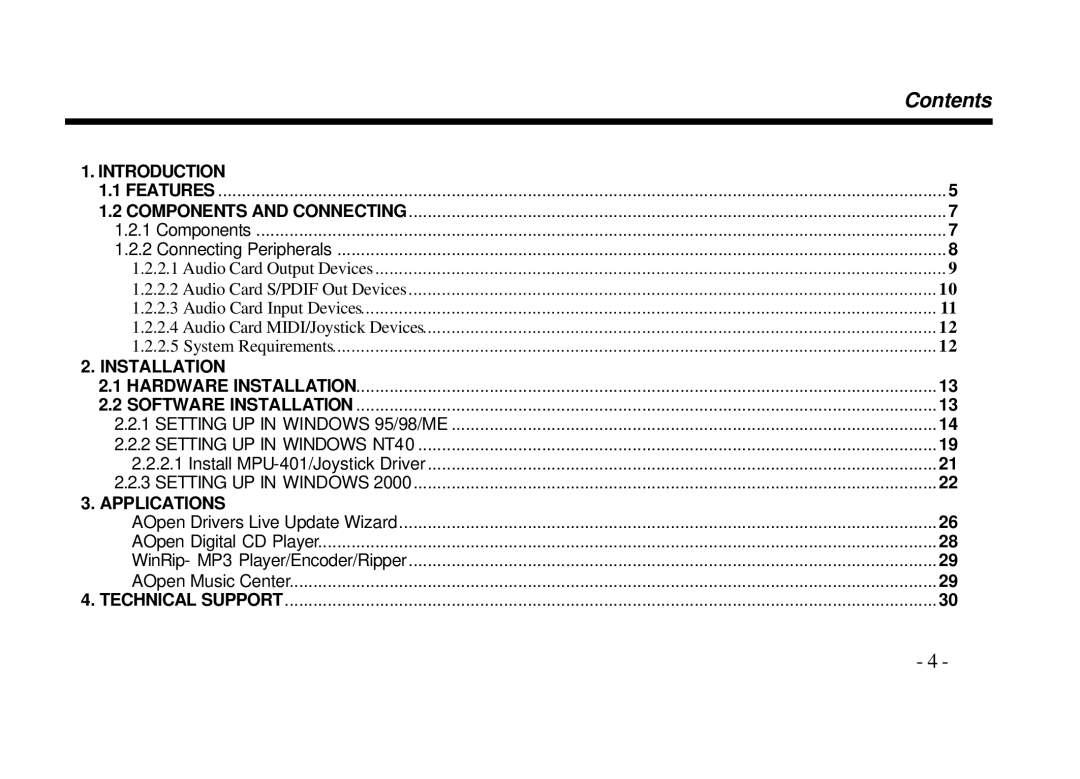 AOpen AW540 Series manual Contents 