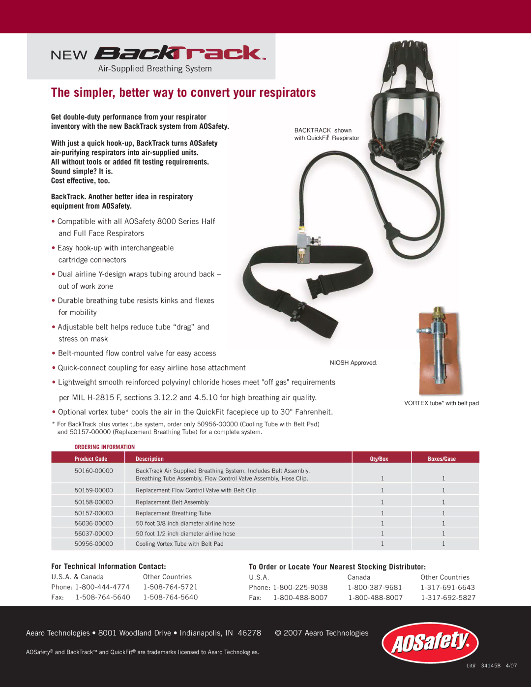 AOSafety 8000 Series manual Simpler, better way to convert your respirators, Aearo Technologies, Ordering Information 