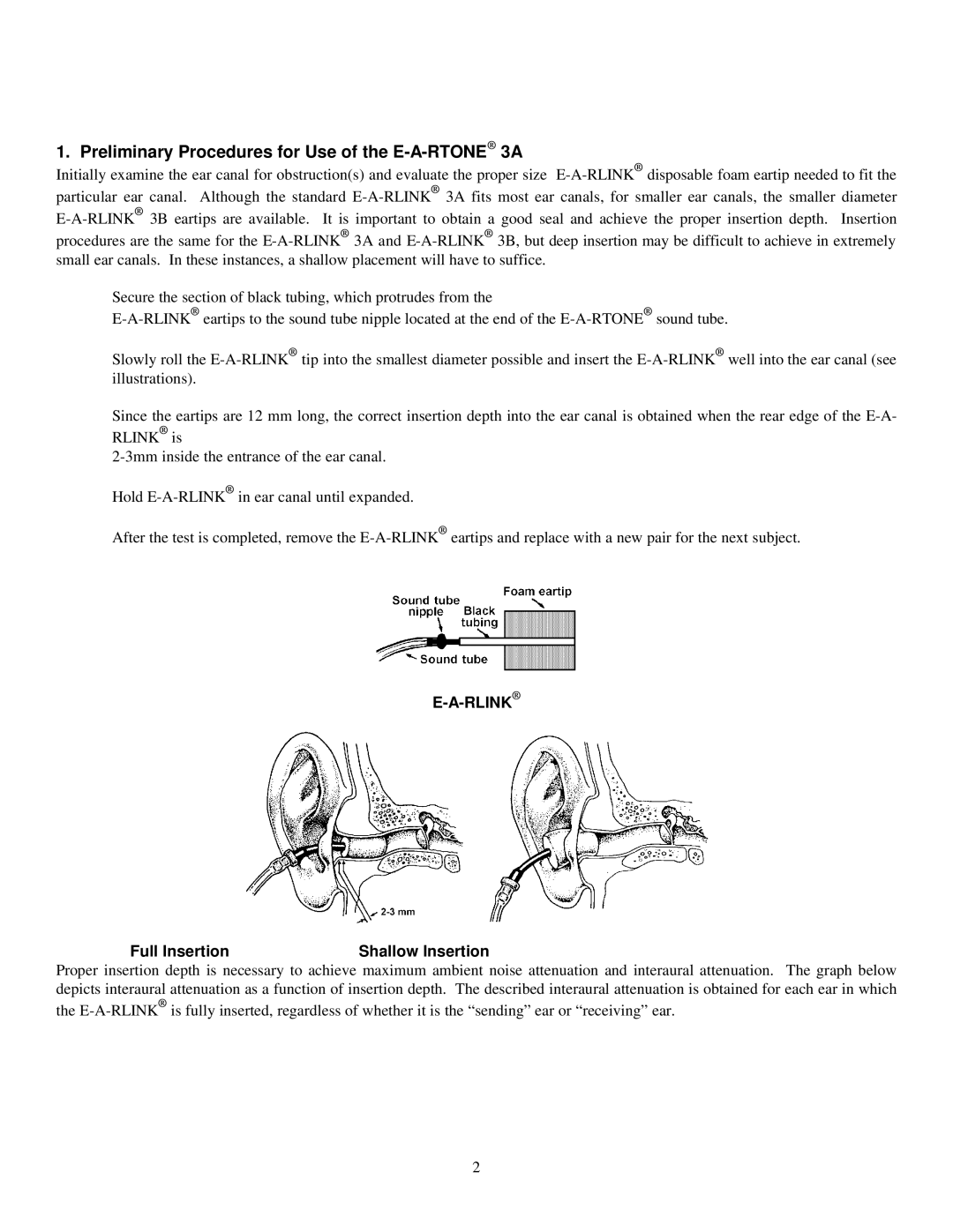 AOSafety E-A-RTONE 3A manual Preliminary Procedures for Use of the E-A-RTONE3A, Rlink 