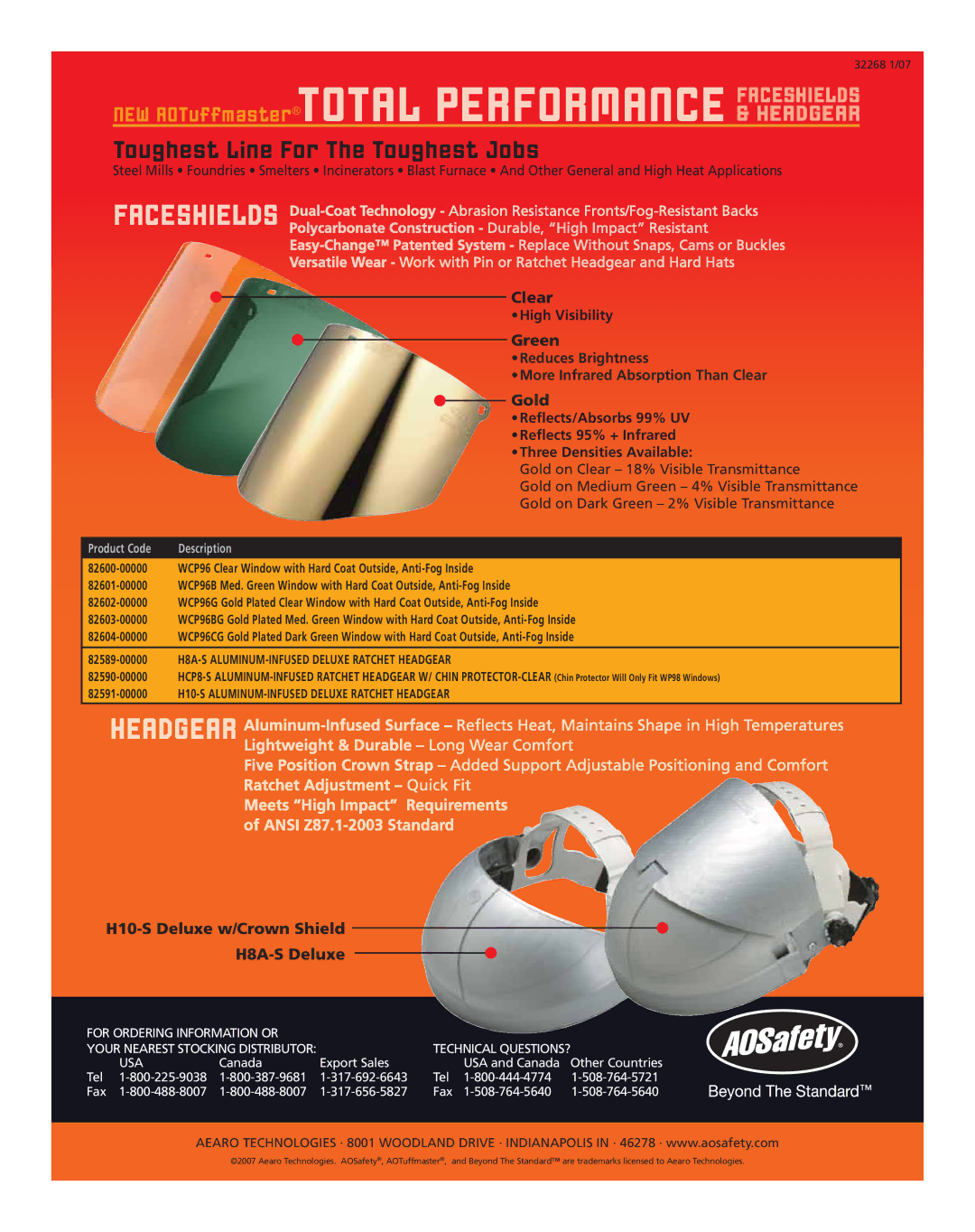 AOSafety Heat Reflective Aluminum-Infused Headgear manual Toughest Line For The Toughest Jobs, Gold 