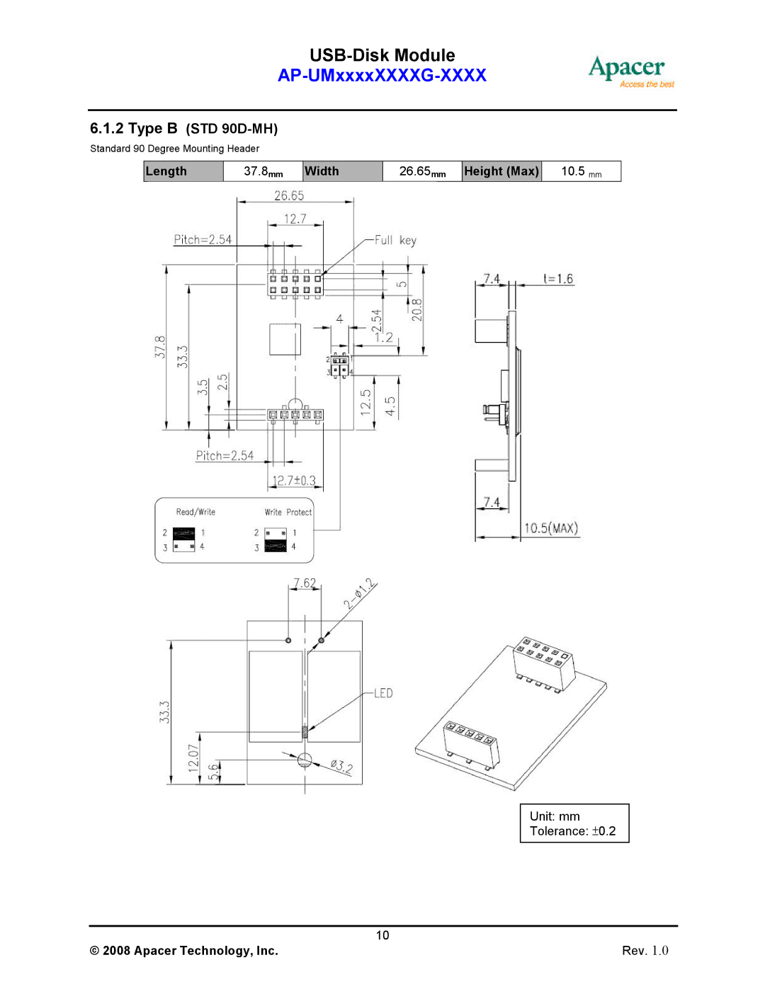 Apacer Technology II manual Type B STD 90D-MH 