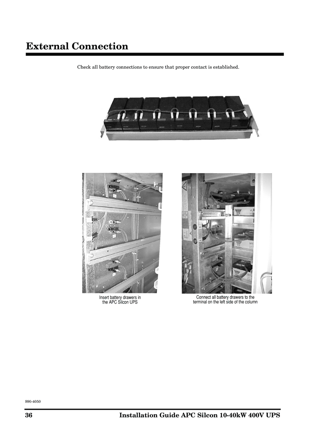 APC 10-40KW 400V UPS manual External Connection 