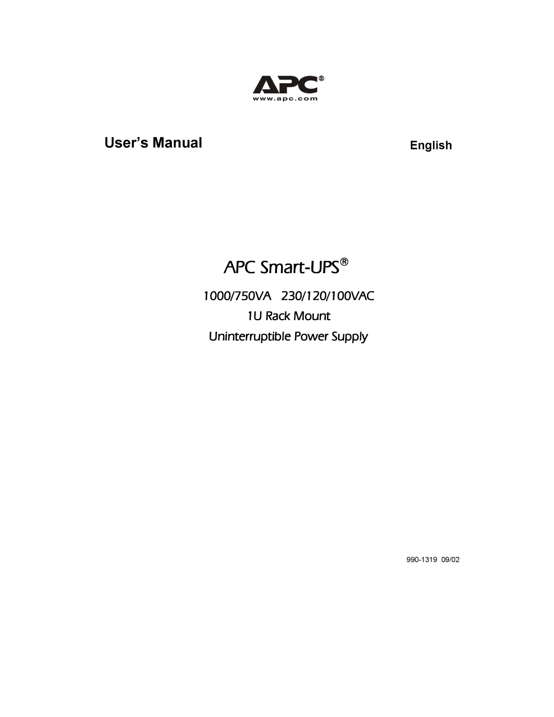 APC 1000VA user manual APC Smart-UPS 