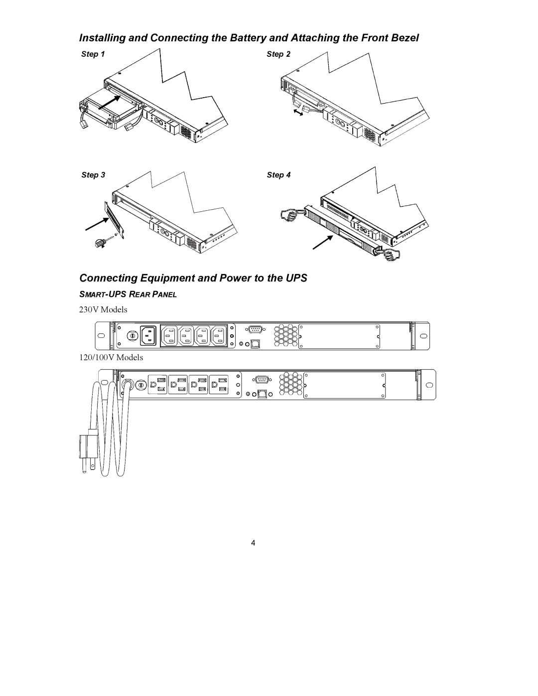 APC 1000VA user manual Connecting Equipment and Power to the UPS 