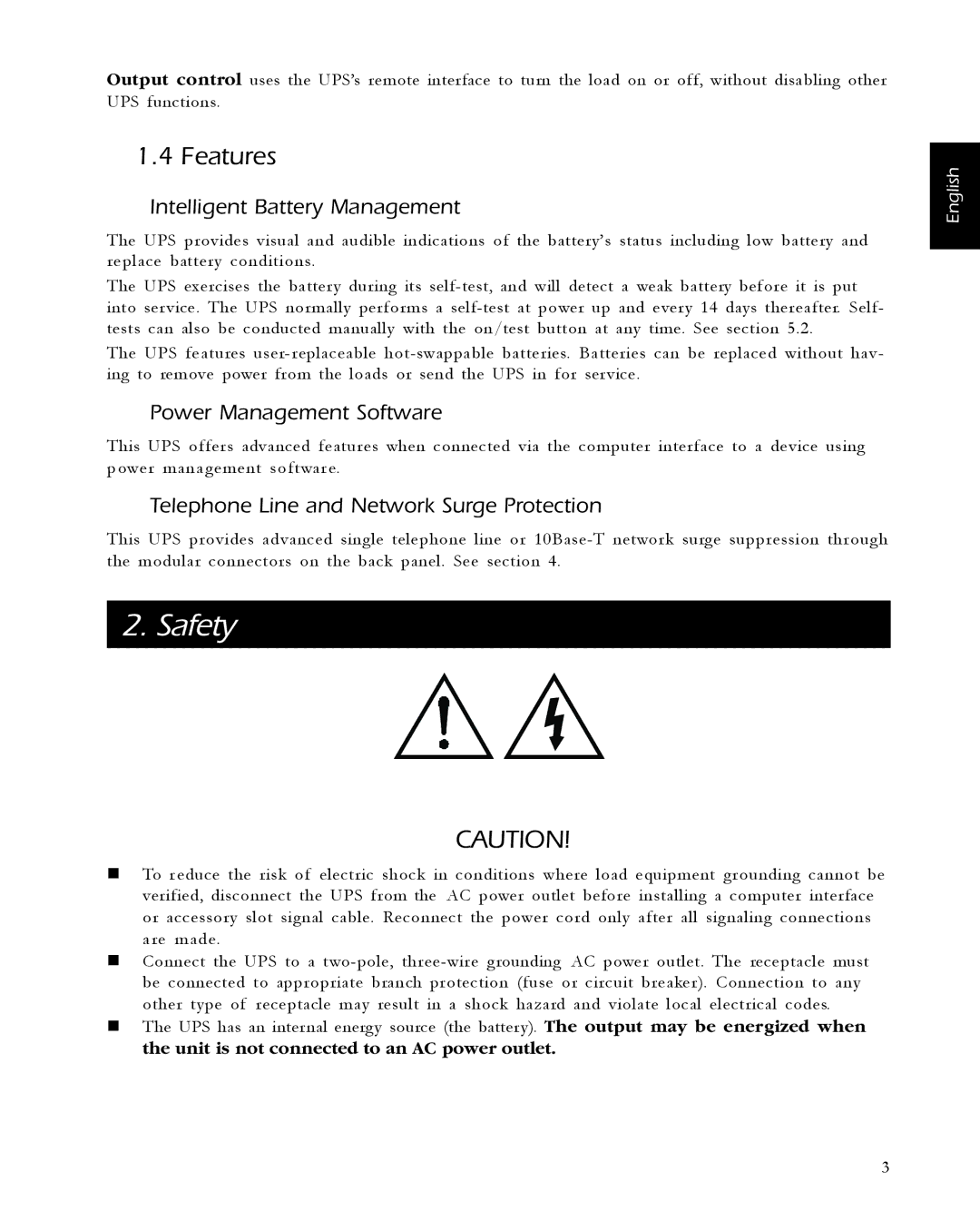 APC 1000, 1400, 650, 420 user manual Safety, Features, Intelligent Battery Management, Power Management Software 