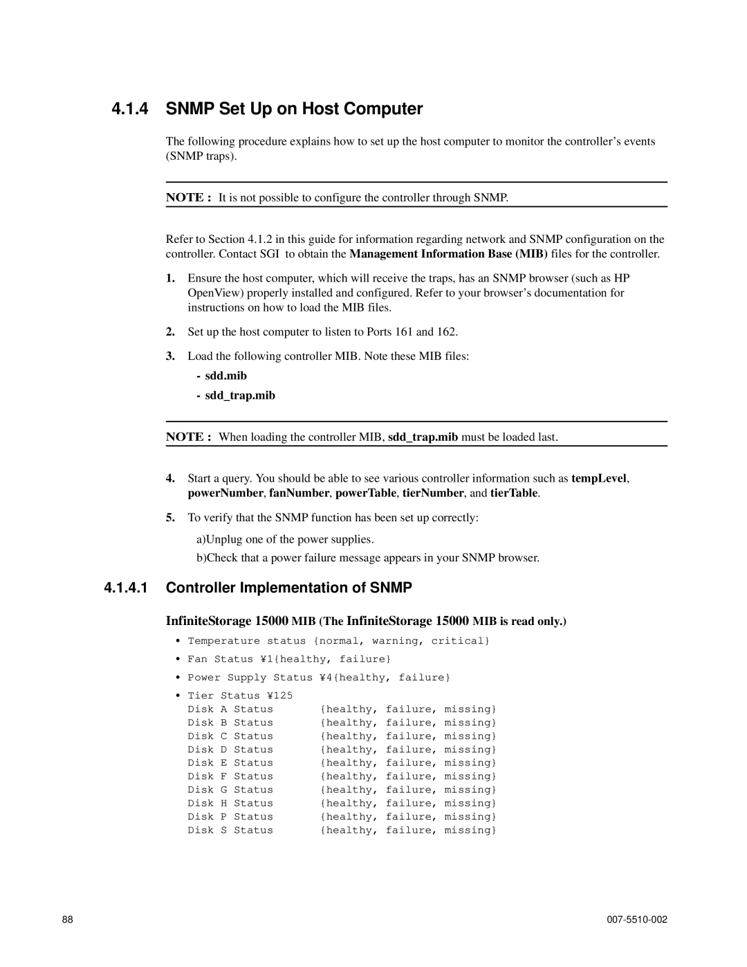 APC 15000 RAID manual Snmp Set Up on Host Computer, Controller Implementation of Snmp, Sdd.mib Sddtrap.mib 