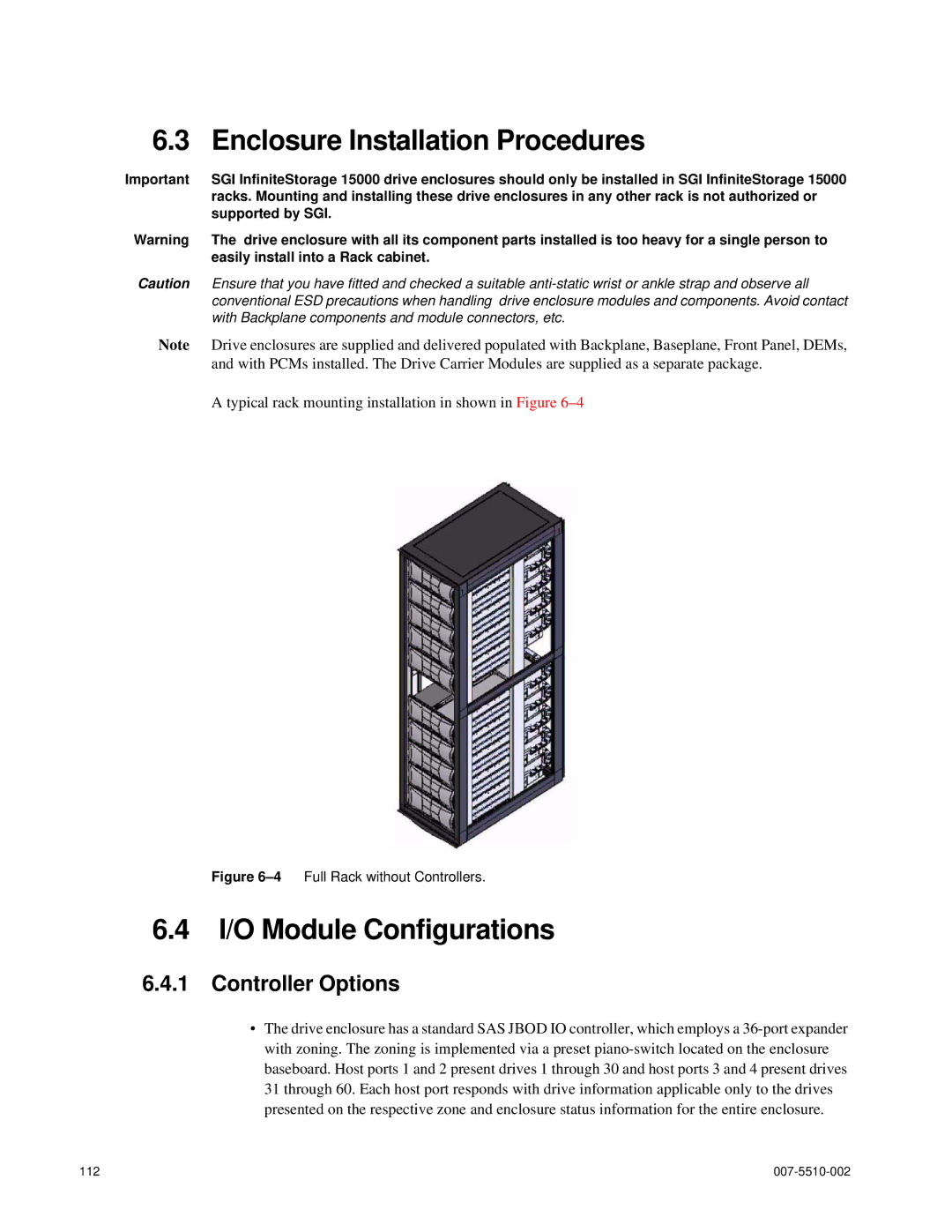 APC 15000 RAID manual Enclosure Installation Procedures, I/O Module Configurations, Controller Options 