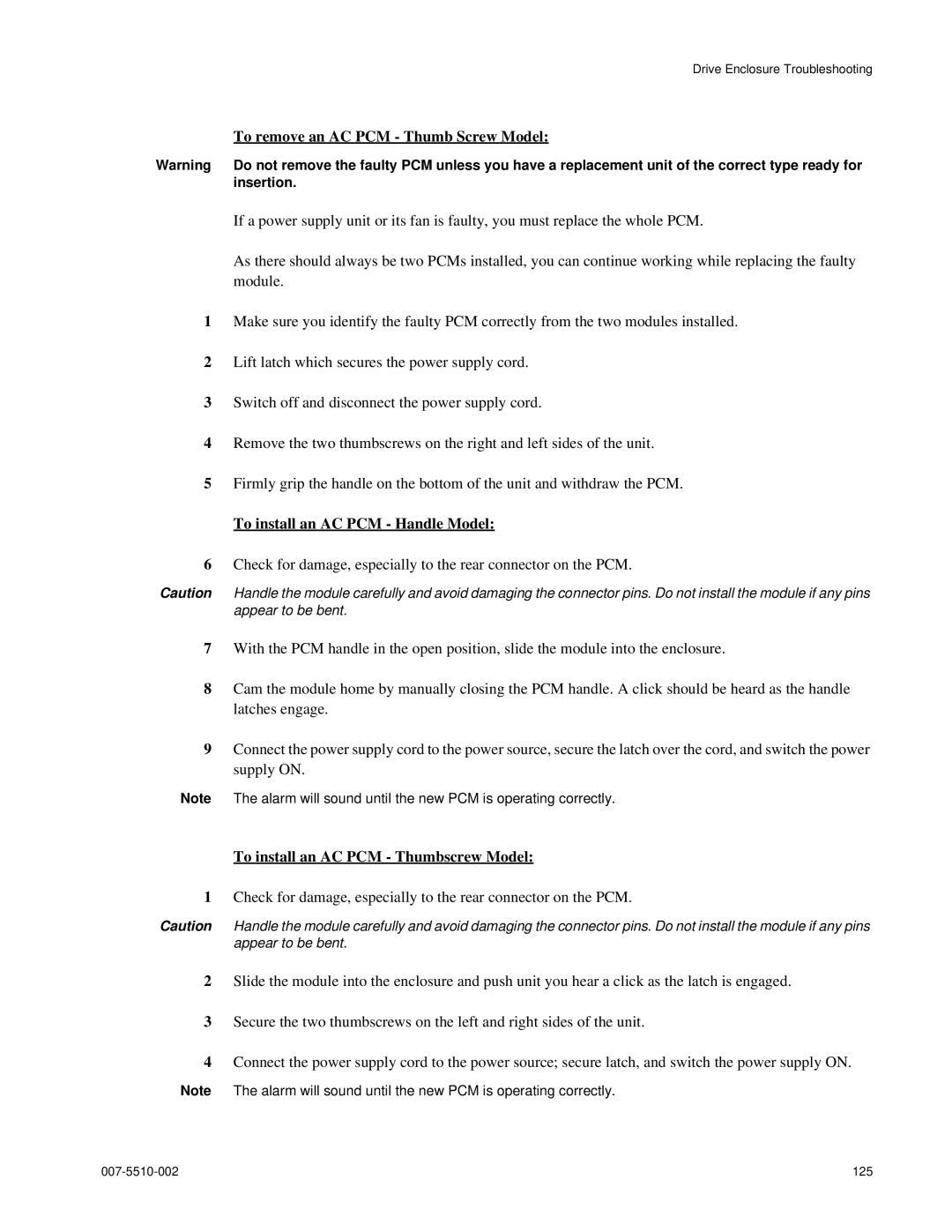 APC 15000 RAID manual To remove an AC PCM Thumb Screw Model, To install an AC PCM Handle Model 