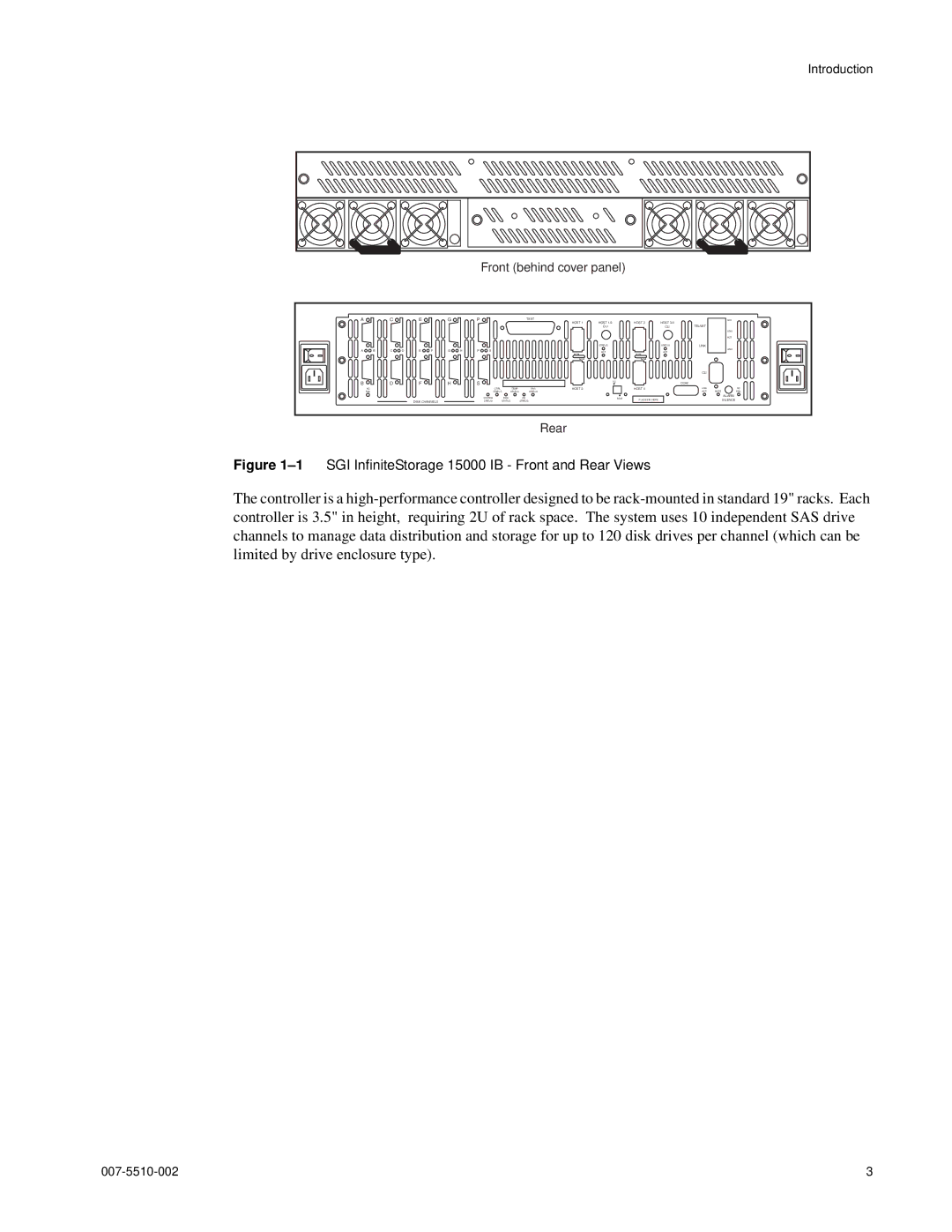 APC 15000 RAID manual 1SGI InfiniteStorage 15000 IB Front and Rear Views 