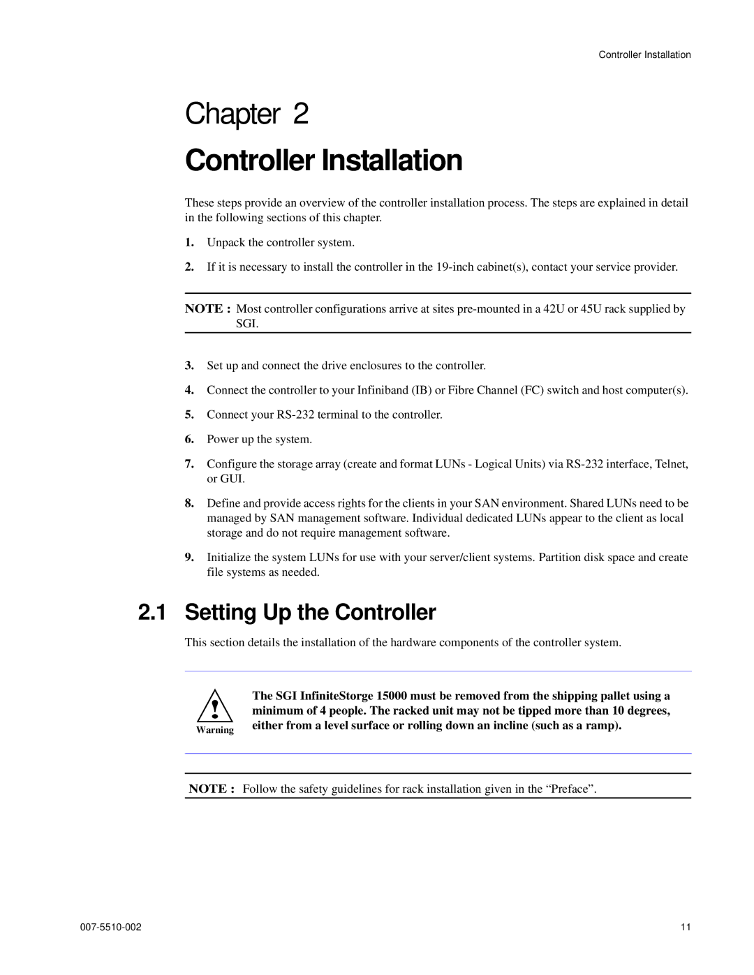 APC 15000 RAID manual Controller Installation, Setting Up the Controller 