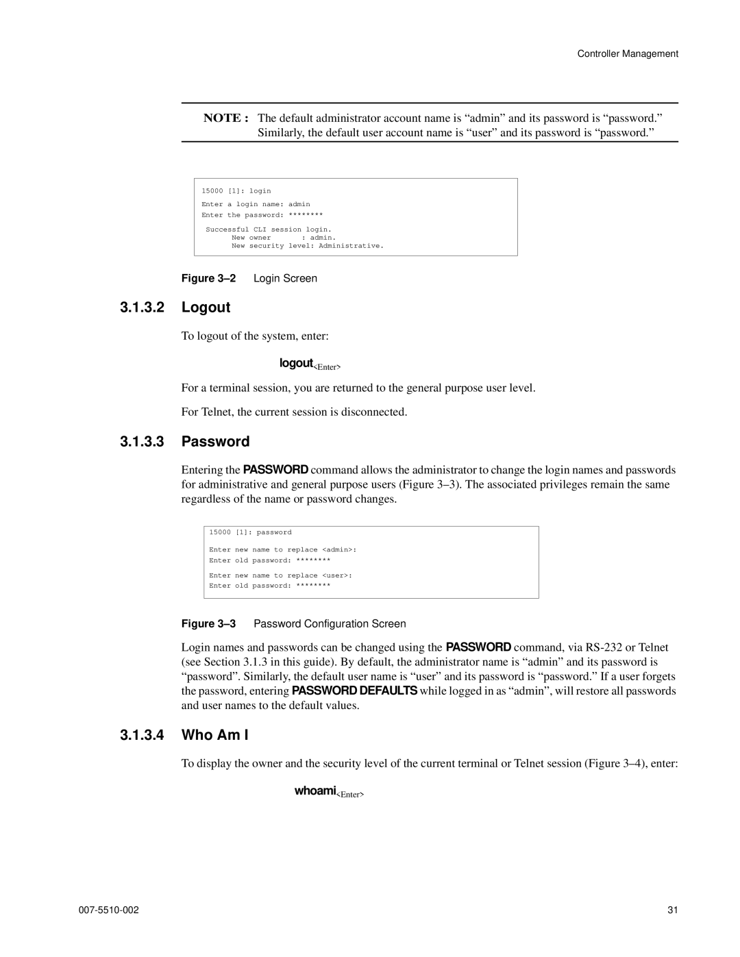 APC 15000 RAID manual Logout, Password, Who Am 