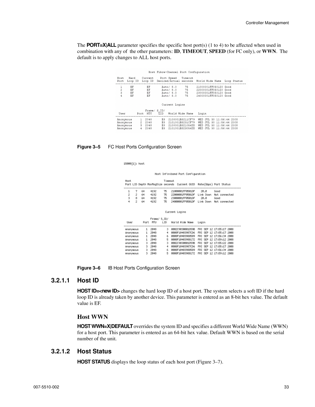 APC 15000 RAID manual Host ID, Host Status 