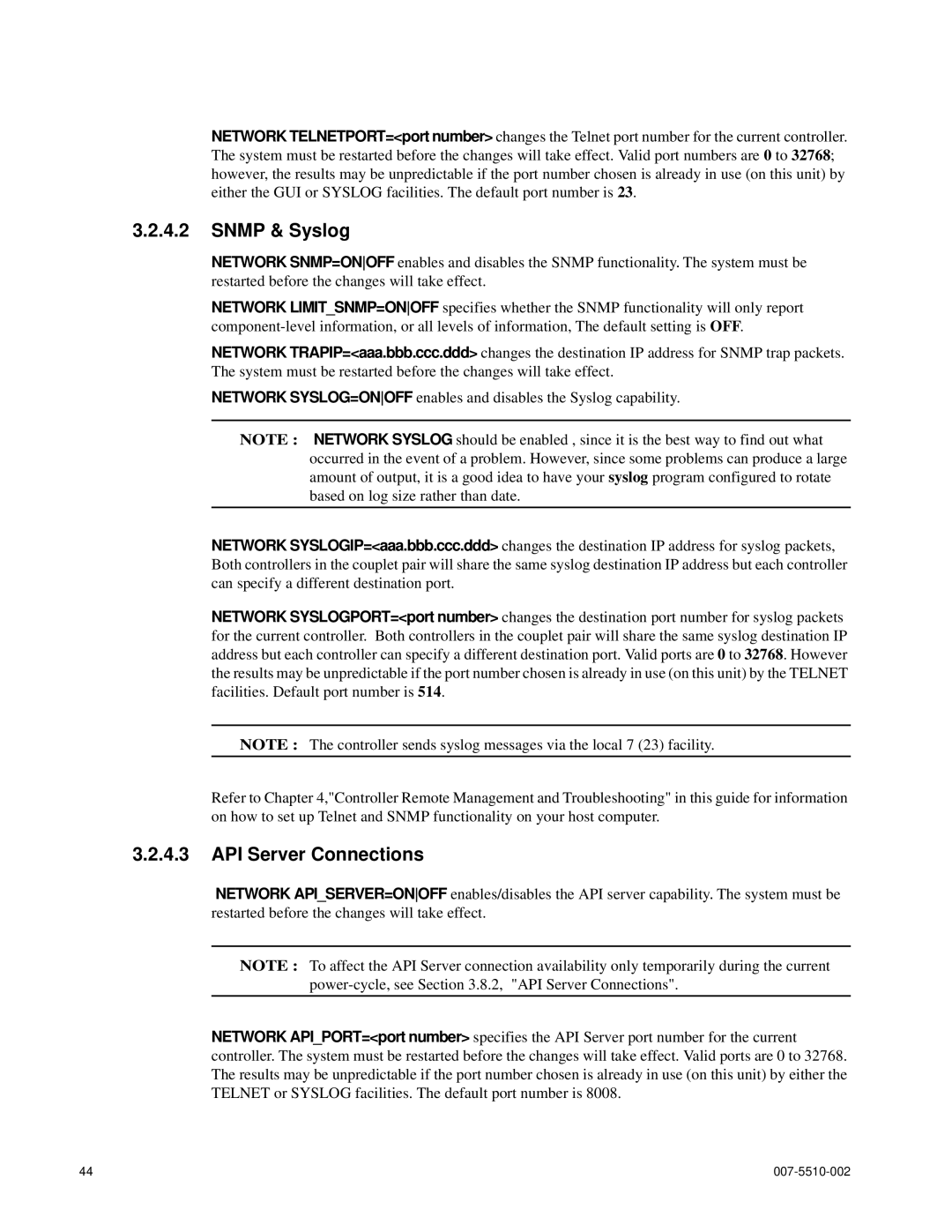 APC 15000 RAID manual Snmp & Syslog, API Server Connections 