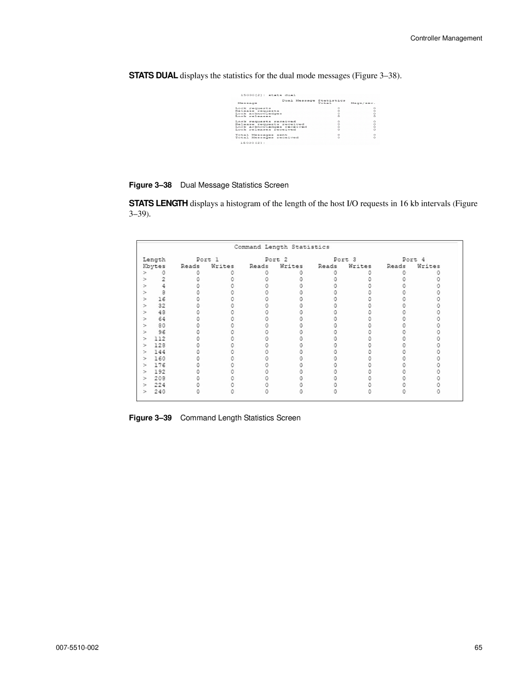 APC 15000 RAID manual 38Dual Message Statistics Screen 