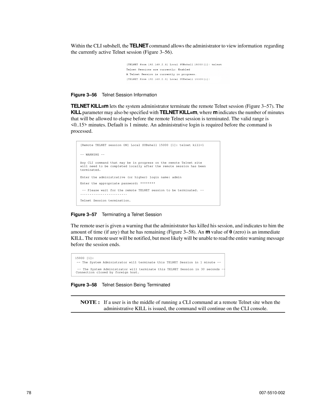 APC 15000 RAID manual 56Telnet Session Information 