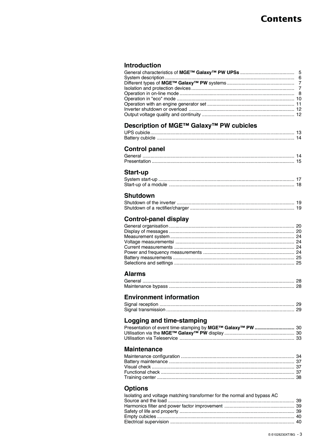 APC 20 - 200 KVA user manual Contents 