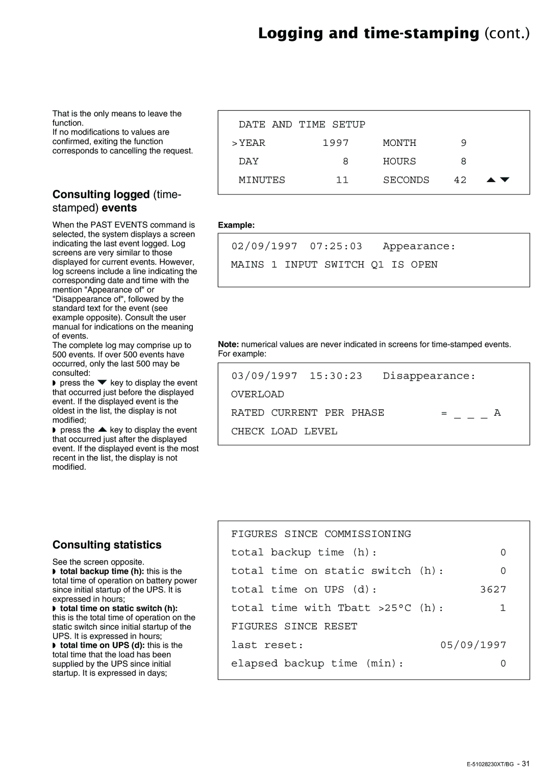 APC 20 - 200 KVA user manual Consulting statistics, Example 