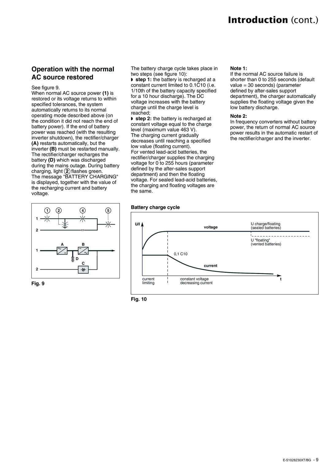 APC 20 - 200 KVA user manual Operation with the normal AC source restored, Battery charge cycle 