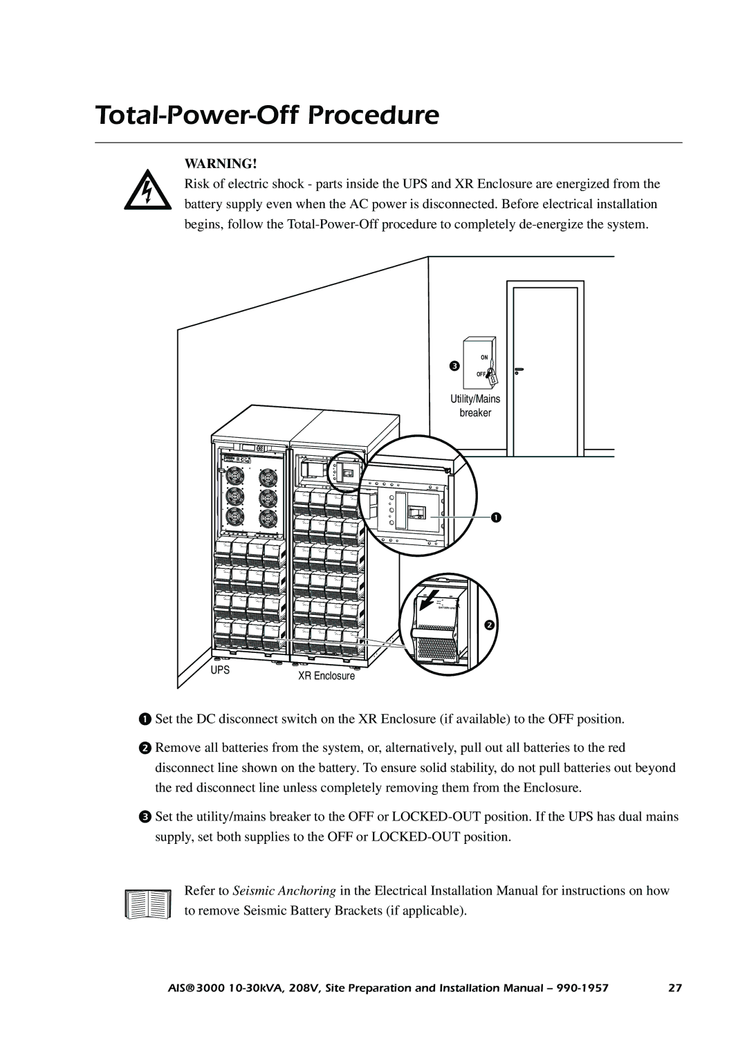 APC 3000 installation manual Total-Power-Off Procedure 